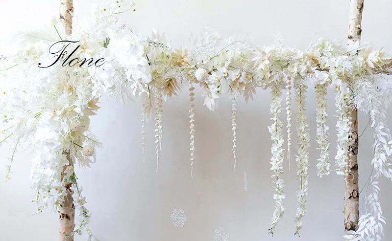 Wedding white theme floral arrangement artificial flowers wedding arch flowers stage backdrop decoration