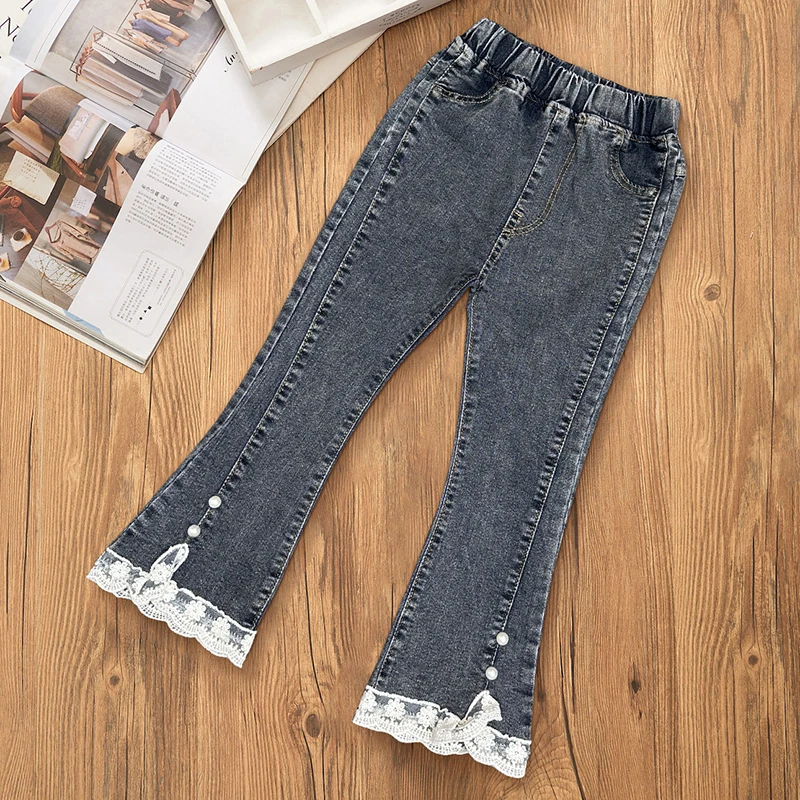 Casual Kids Baby Girls Cowboy Pants Spring Autumn Kids Baby Girls Children Clothing Baby Girls Bell-bottoms Jeans