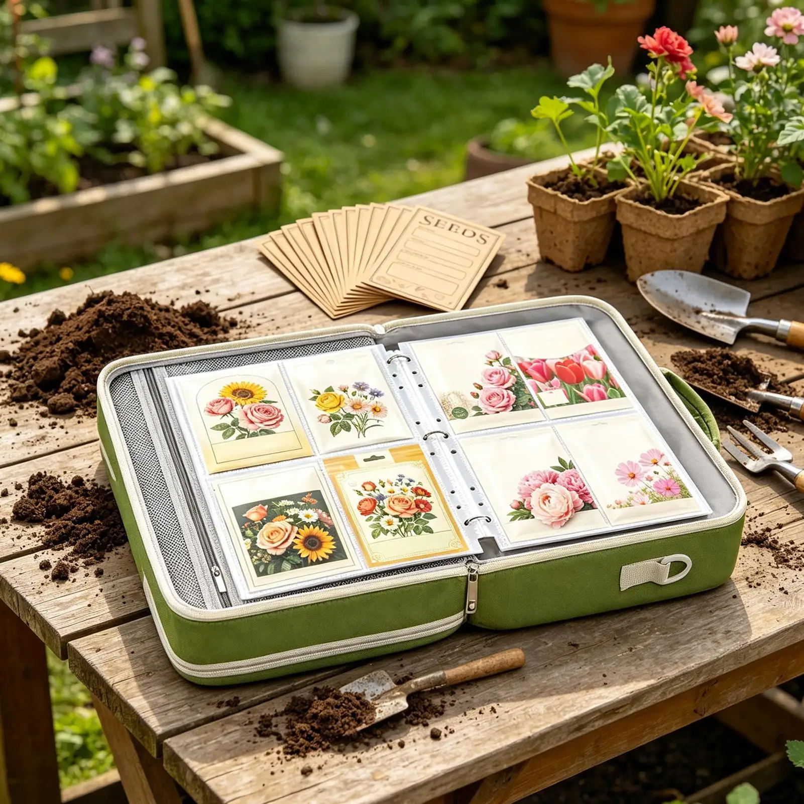 Plant Envelope Binder 3-Ring 3-Ring With Top Handle 30-Sheet Garden Plant Storage Bag For Gardeners Hobbyists Elderly Spring