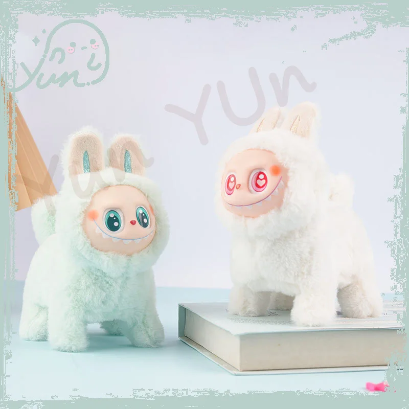 Labubu Mount Listrik Labubu Anjing Kartun Silikon Wajah Bersinar Berlari Bernyanyi Hadiah Ulang Tahun Anak-anak Mainan Boneka Labubu