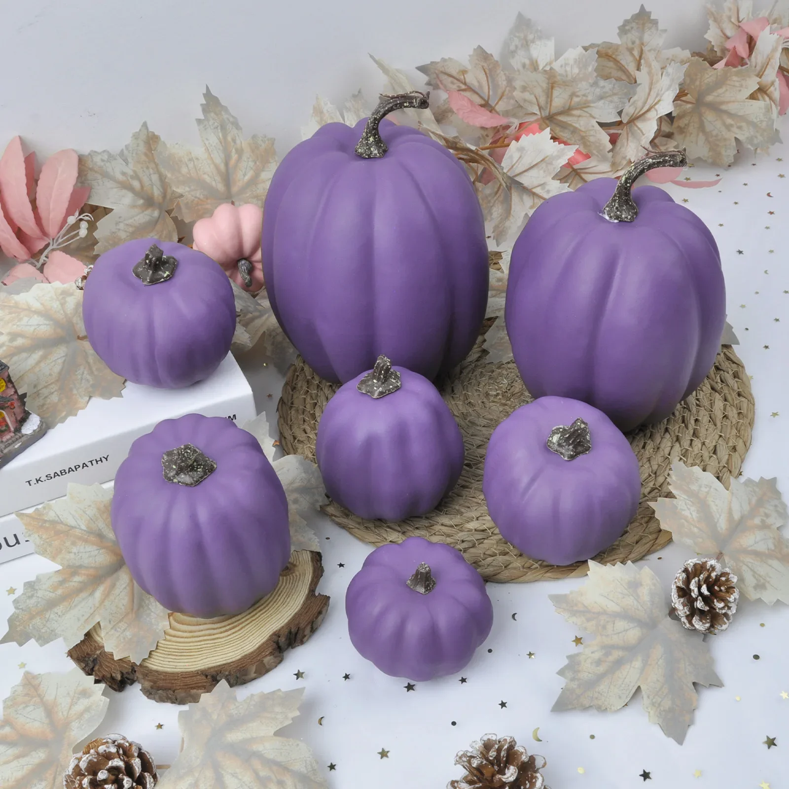 

1Set Halloween Pumpkins Decor Foam Fake Pumpkins for Autumn Thanksgiving Halloween Farmhouse Table Realistic Decorations