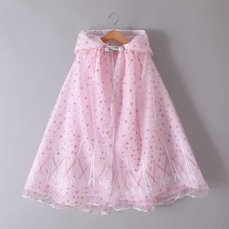 

Плащ принцессы Эльзы, плащ на Рождество и Хэллоуин, блестящий сетчатый тонкий плащ для девочек, летняя одежда для ролевых игр K010