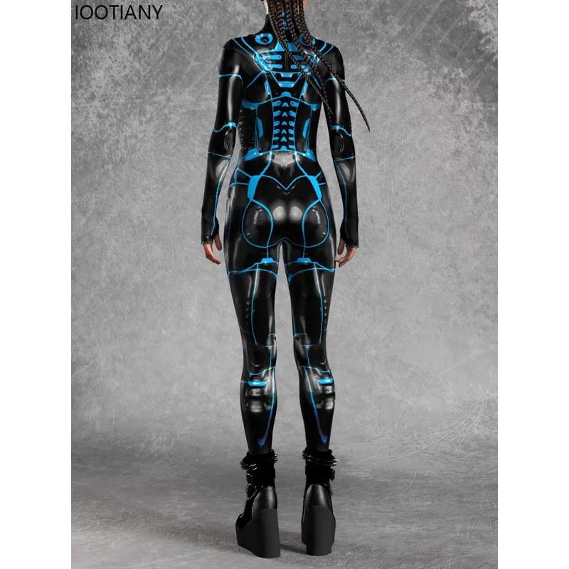 25COSHalloween النساء الميكانيكية ارتداءها تأثيري Cyberpunk نمط القوطية ارتداءها تكنولوجيا المستقبل الإلكترونية كول الهذيان الطرف Se