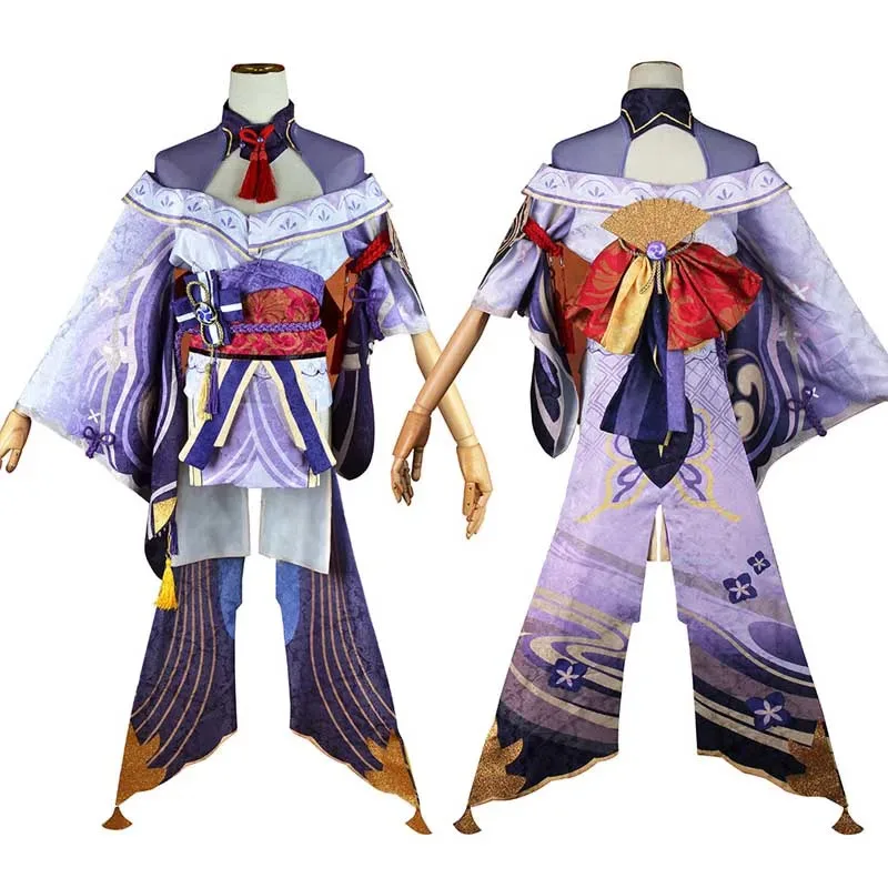 Raiden Shogun Cosplay Anime Game Genshin Impact Kostuum Outfits Baal Jurk Pruik Hoofddeksels Raiden Ei Cosplay Vrouw