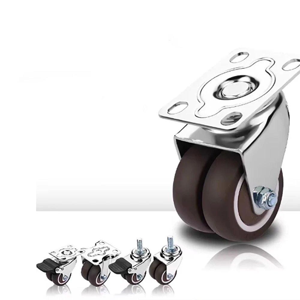 4Pcs 1.5/2 inch Furniture Double Wheels Ultra Quiet Swivel Wheels Universal Rotating Table Chair Wheels Sofa Wheels Accessories