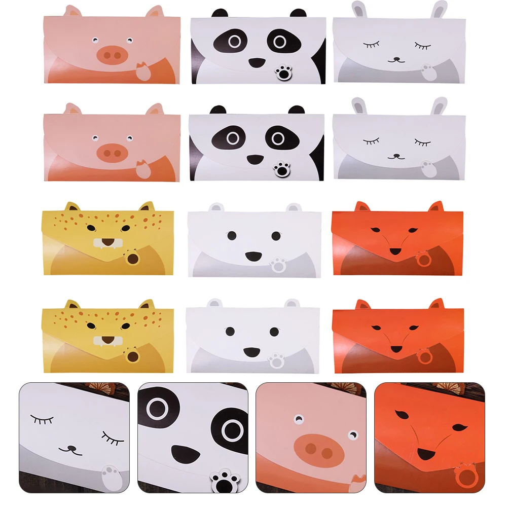

12 Pcs Cards Animal Envelopes Cartoon Stationery Kids Invitation Animal Cartoon Greeting Cards Thank You Holiday Note Paper