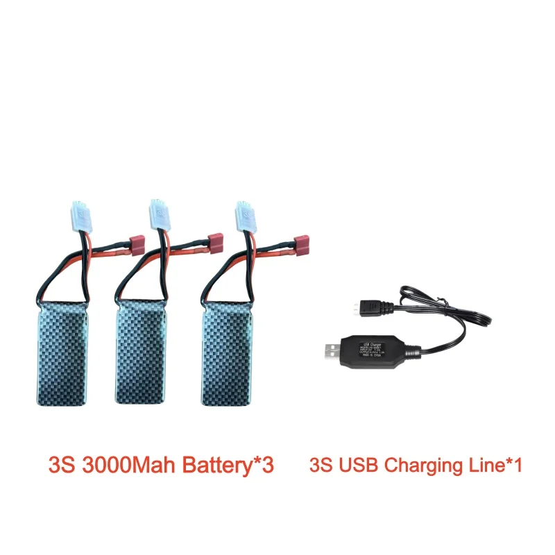 14207 14211 RC Car Accessories Battery 3S 11.1V 3000mAh 2S 7.4V 4000mAh Battery USB  Line Accessories For 14207 14211 RC Car