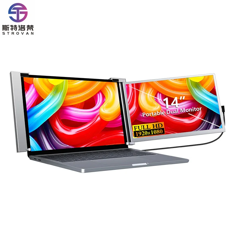 

Laptop Lcd Screen Easy to Carry 14 Inch 1080P FHD Folding Stack Portable Laptop Dual