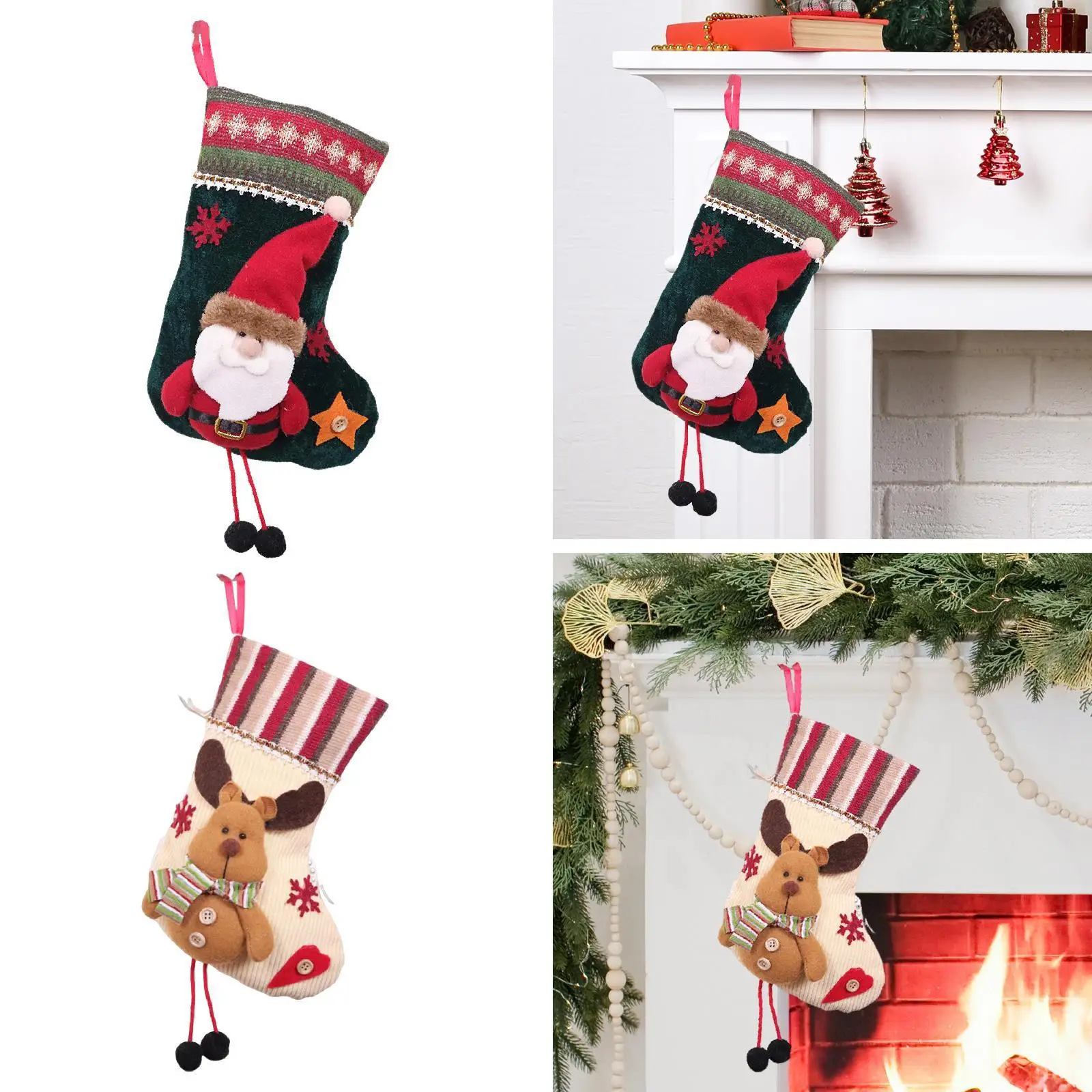 Christmas Stocking Cute Christmas Decoration for Farmhouse Festive Fireplace