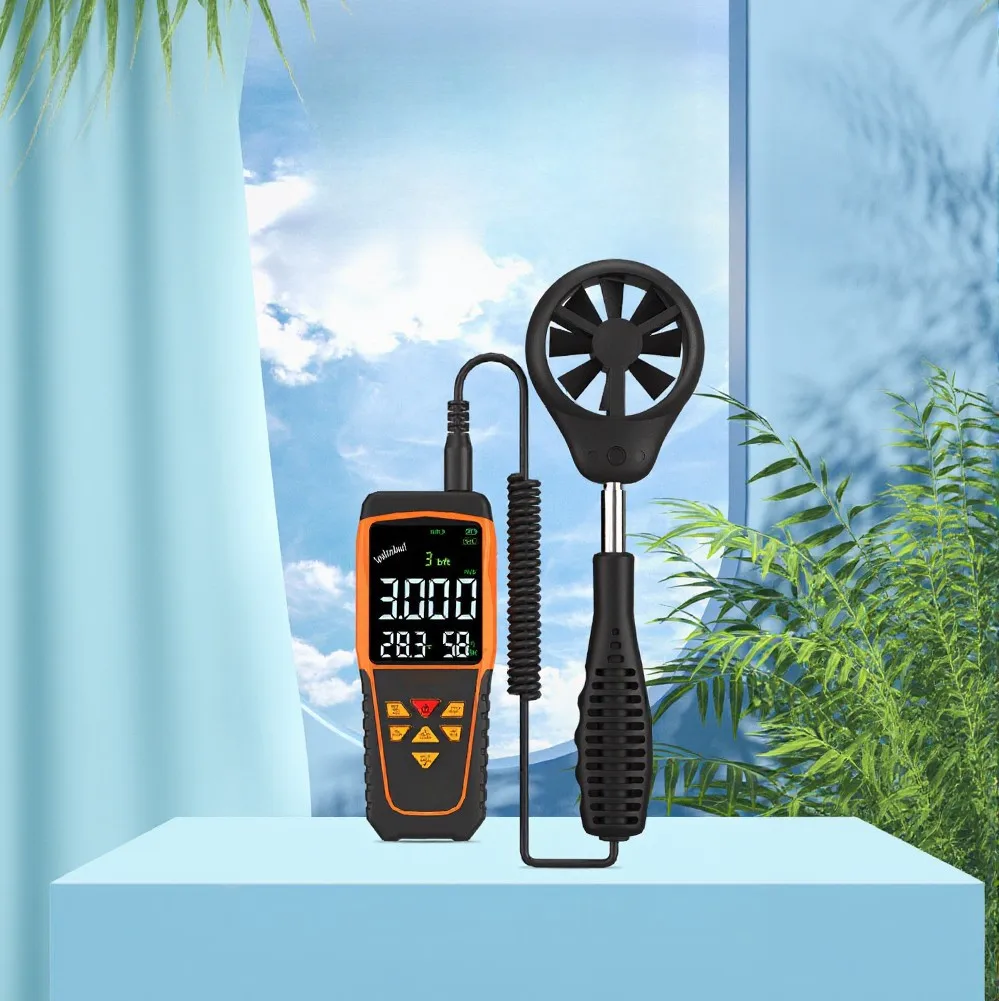 Digital Airflow Meter Handheld Anemometer With Temperature Humidity Sensor Extendable Probe For HVAC Industrial Testing Tool SW6