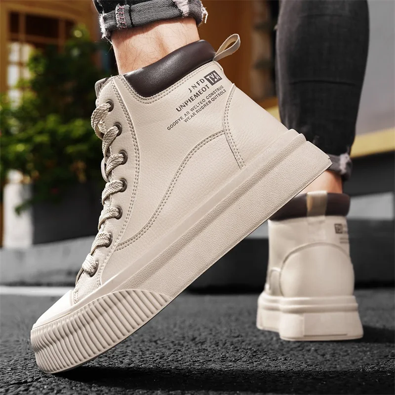 الرجال الأحذية 2025 منصة جديدة الأحذية في الهواء الطلق مقاوم للماء أحذية رياضية كاجوال العمل الرجال حذاء من الجلد المشي أحذية أمان رجالي رياضي #5