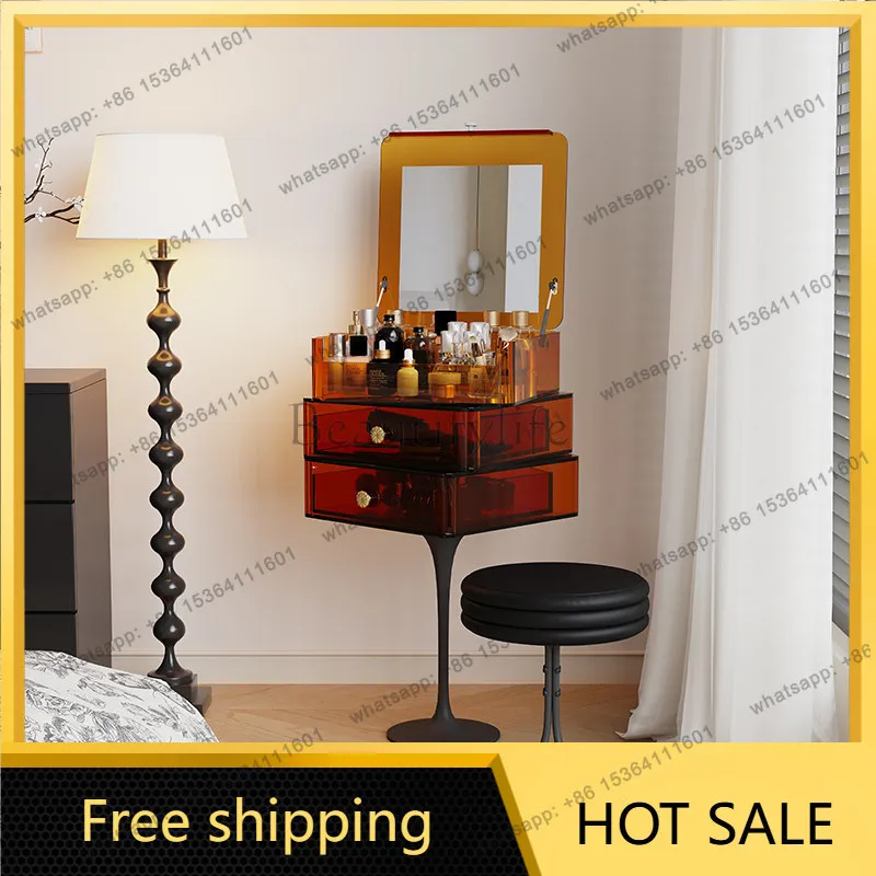 zj.Minimalist European Makeup Table Simple Plastic Adult Mirror Dressing Table Lounges Storage Coiffeuse Chambre Furniture For H