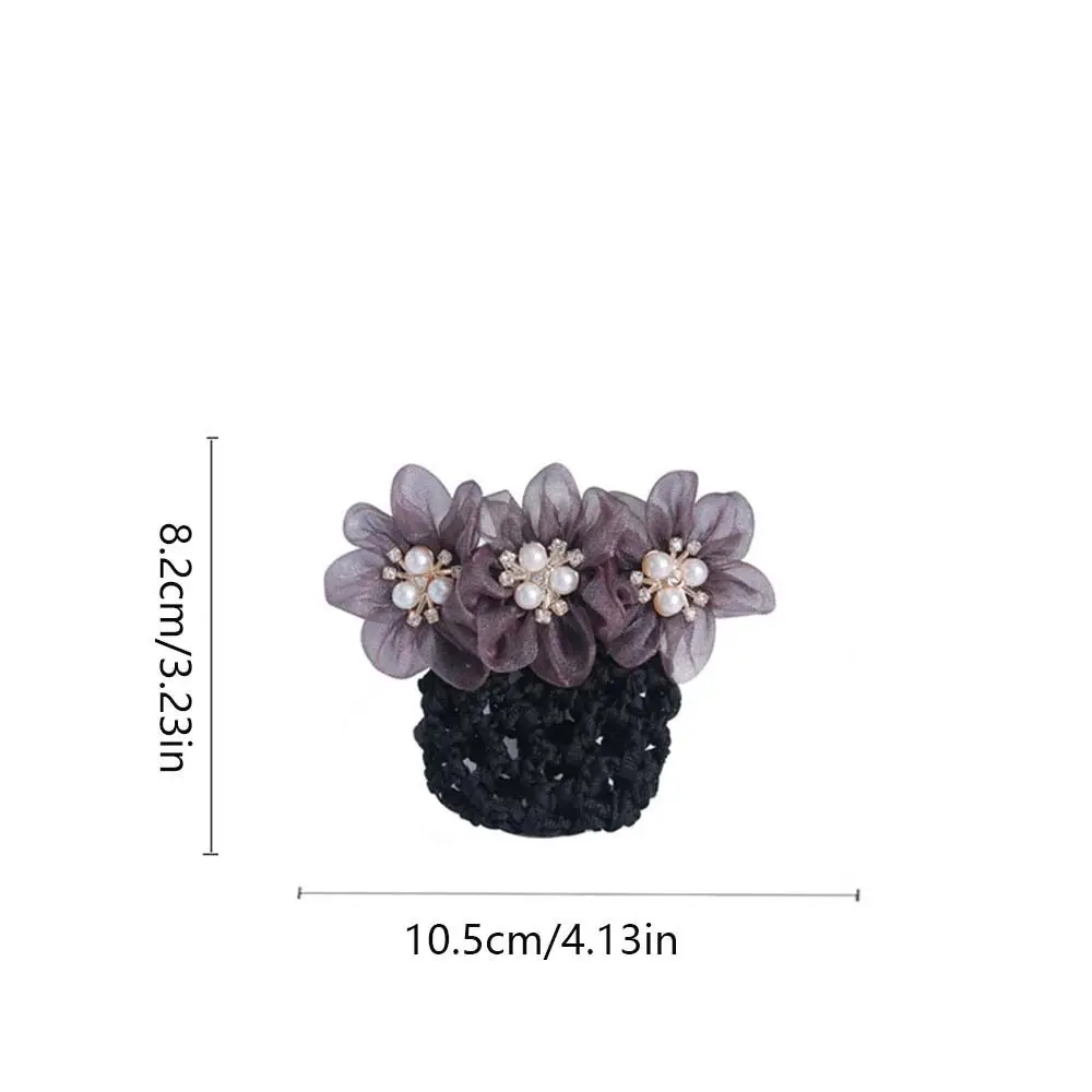 Lace Flower Snood Spring Clip Bun Snood Hairgrips Cover Net Pearls Crochet Bun Net Hair Clip Headwear Lace Hair Net Office Lady