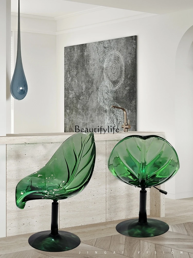 Transparent Leaf Dining Chair Villa Tea Room Resin Sculpture Modern Light Luxury Designer Chair