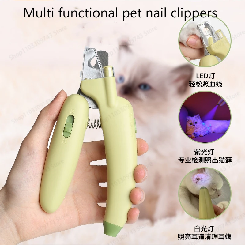 

Multi Functional Pet Banana Nail Clippers Security Nail Clippers Cat Nail Clippers Dog Nail Clippers LED Blood Line Pet Products