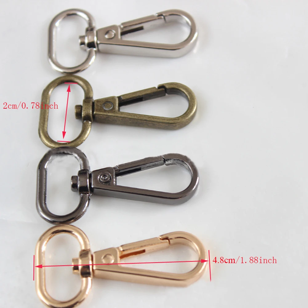 Swivel Clasps D Rings Alloy Metal Silver Lanyard Snap Hooks Clip Hook for Keychain Bag Key Rings Jewelry Making Crafting Sewing