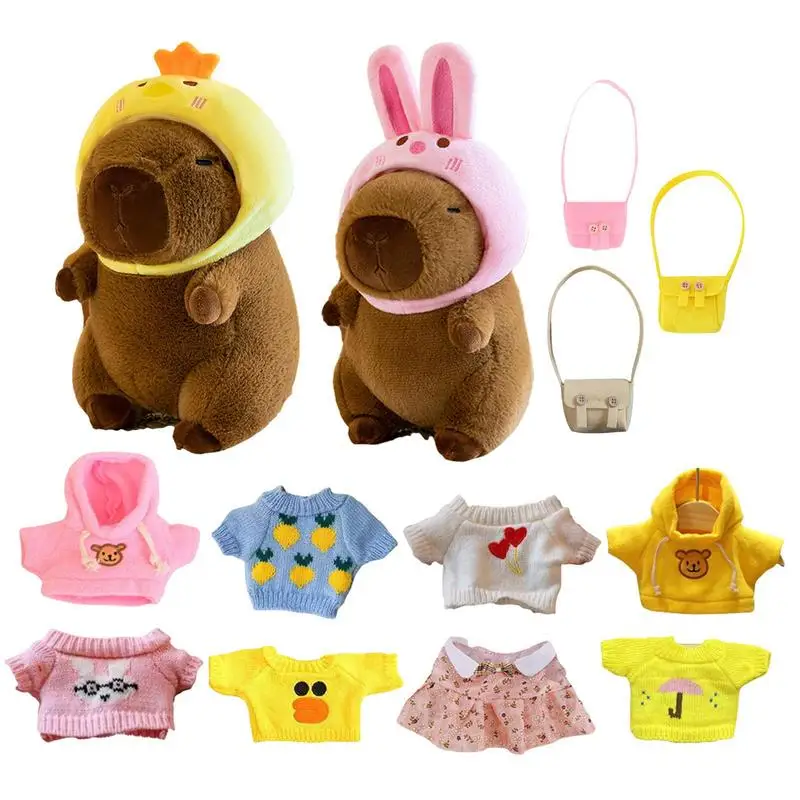 

9 Inch Dress Up Capybara Plush Doll with Clothes and Accessories Cute Stuffed Capybara Dolls Plushies Capybara Figure child gift