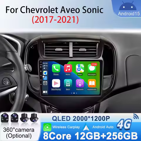 Radio Car Multimedia Video Player Stereo Android 15 for Chevy Chevrolet AVEO Sonic 2017 -2021 Wireless Carplay Android Auto WiFi