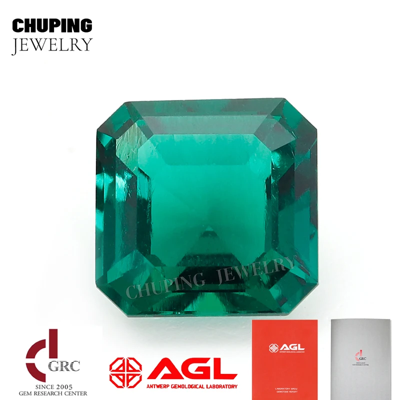 Lab Grown Zambian Hydrothermal Asscher Cut With AGL Certificate Zambian Emerald Loose Gemstone Synthetic Cultivate Zambian