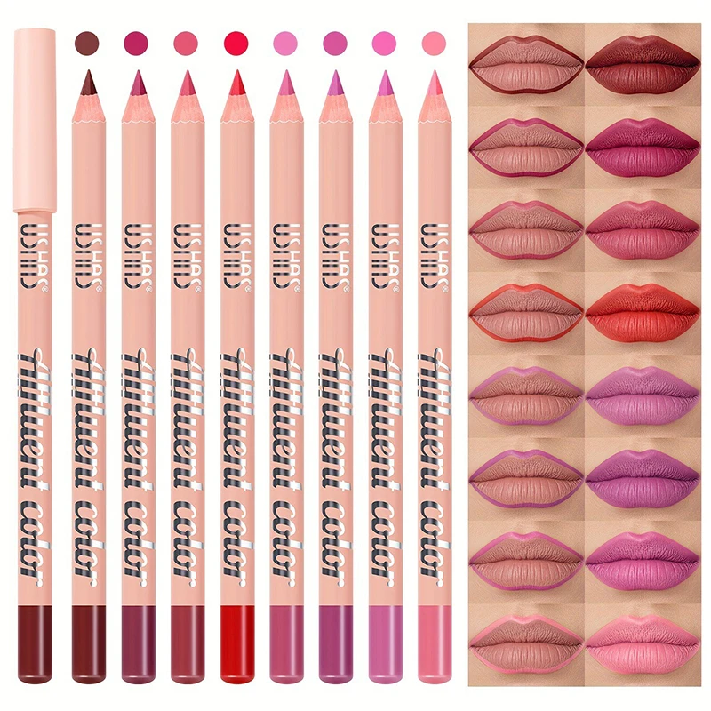 8-kleuren waterdichte lipliner potlood langdurige natuurlijke lipliner pen rode contour tint sexy donkerrood roze matte lippenstift make-up