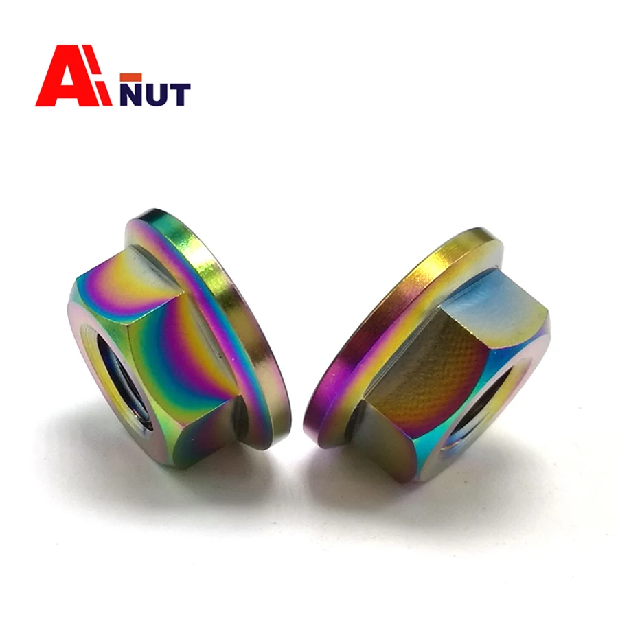 TC4 Titanium Flange Nuts, m5 m6 m8 m10 m12 m14 m16  Titanium Alloy Fine Pitch Nuts ,E003