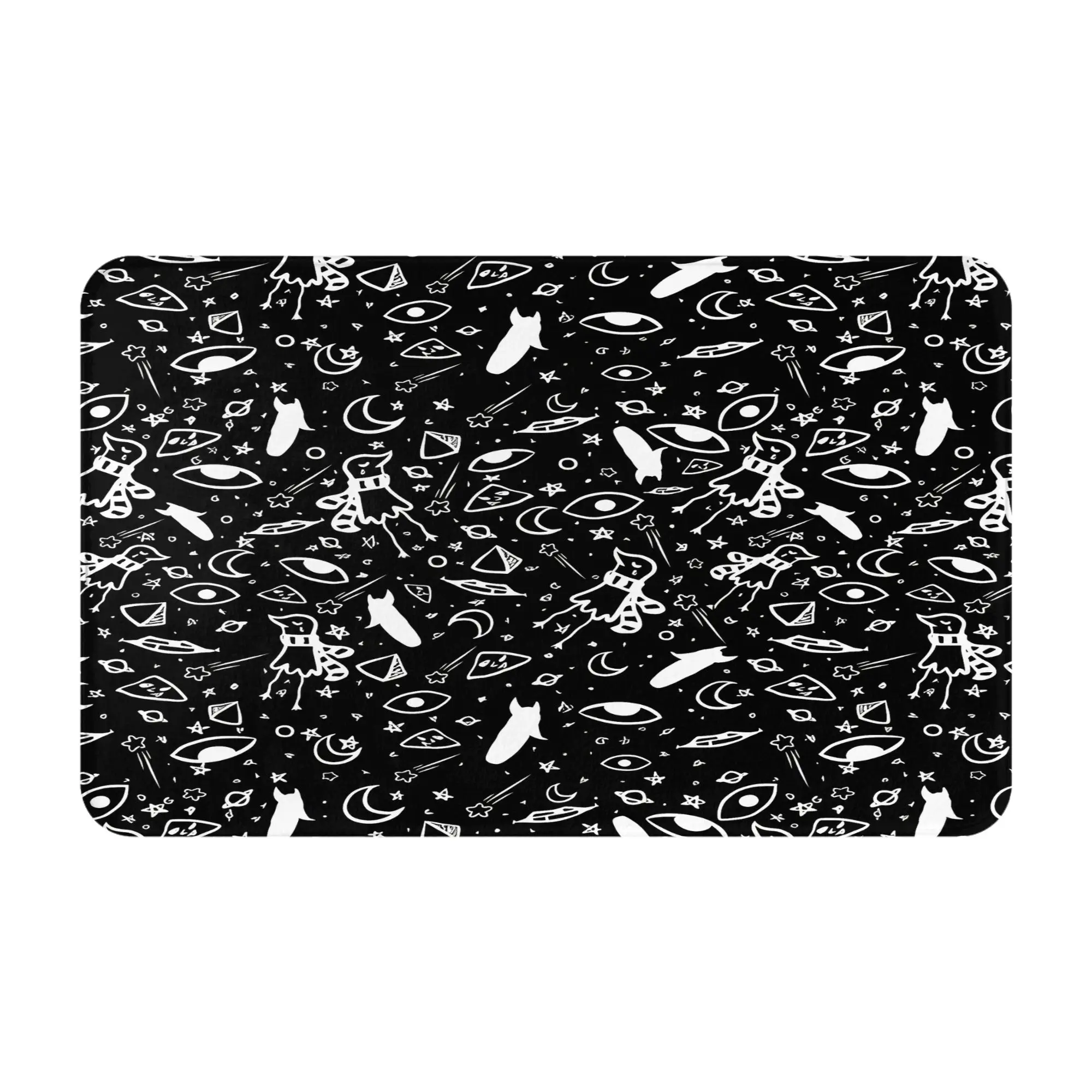 White On Black Anti-Slip Mat Bedroom Punpun Entrance Doormat Home Decor