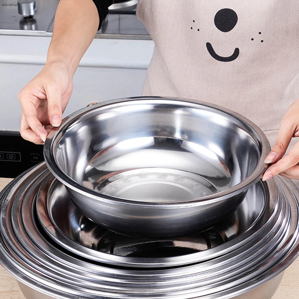 

Stainless Steel Basin Soup Simple Home Tableware Durable Reusable Practical Space-saving Multi-functional Vegetable Washer Rice