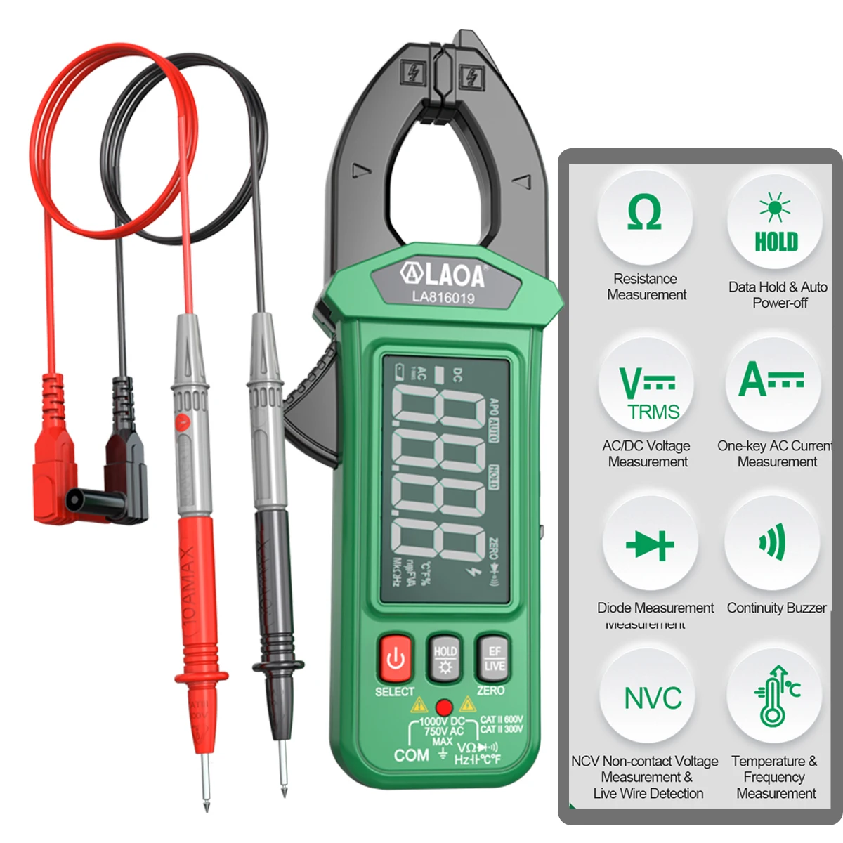 LAOA Clamping Meter Smart AC Clamp Meter With Lithium Battery And Frequency Digital Multimeter For Electricians Industrial Tools