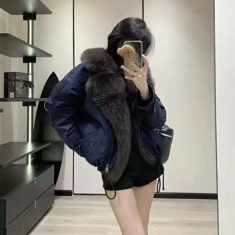    Collo in pelliccia giù Jaet Cappotto Parka da donna ort Thiened Faionable Casual Sle Taglio dritto 80% piumino