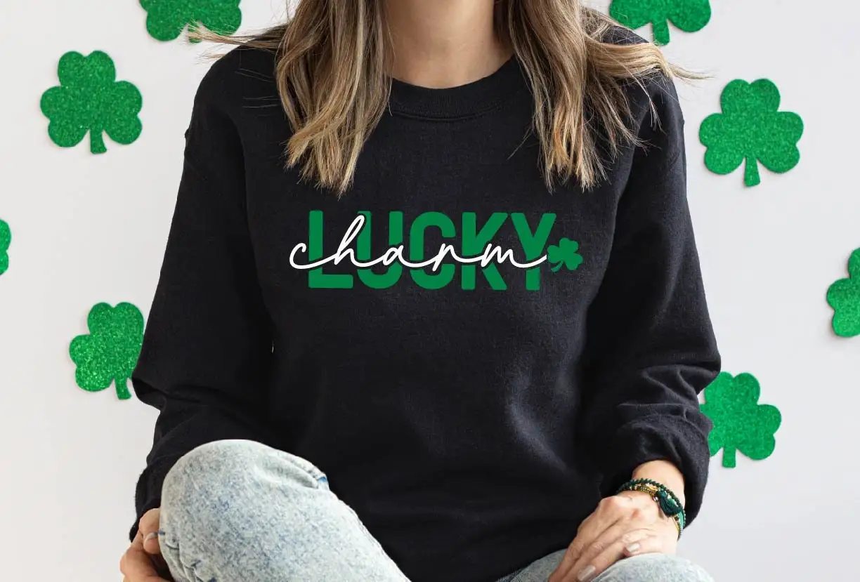 

Lucky Charm Women Sweatshirt 2023 Stylish and Simple St.patrick's Day Female Sweater Fresh and Comfortable St. Patrick's Day Top