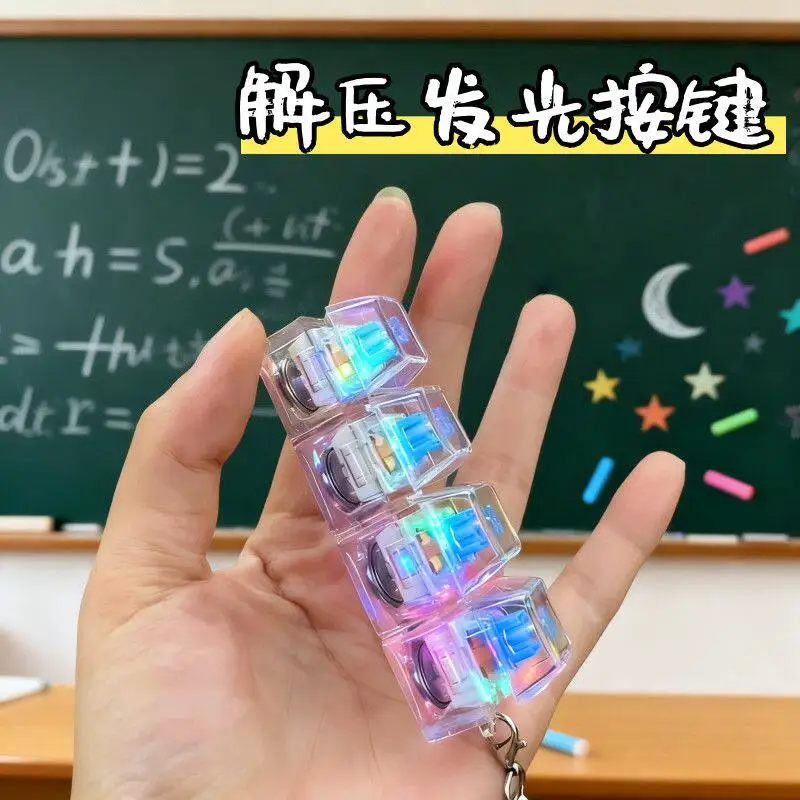 Light Up Keyboard Key Relief Stress 4Switch Clicky Sound Stress RGB Button Toy for Anxiety Office Desk Relief Keyring Boy Girls