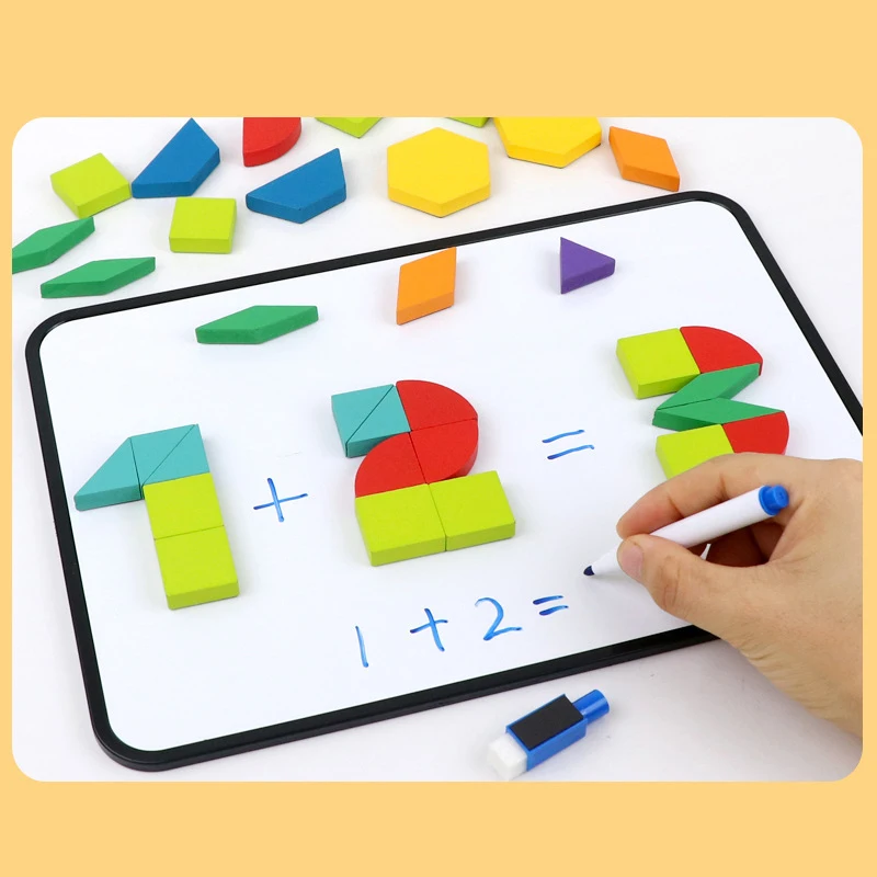 다채로운 기하학적 모양 탱그램 퍼즐 보드, 자석 3D 퍼즐, 어린이 몬테소리 게임, 어린이 학습 교육, 나무 장난감
