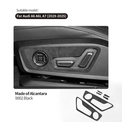 Накладка на панель кнопок регулировки сидений из алькантары для Audi C8 A6 A7 S6 S7 (2019-2025) – Аксессуар для тюнинга интерьера автомобиля
