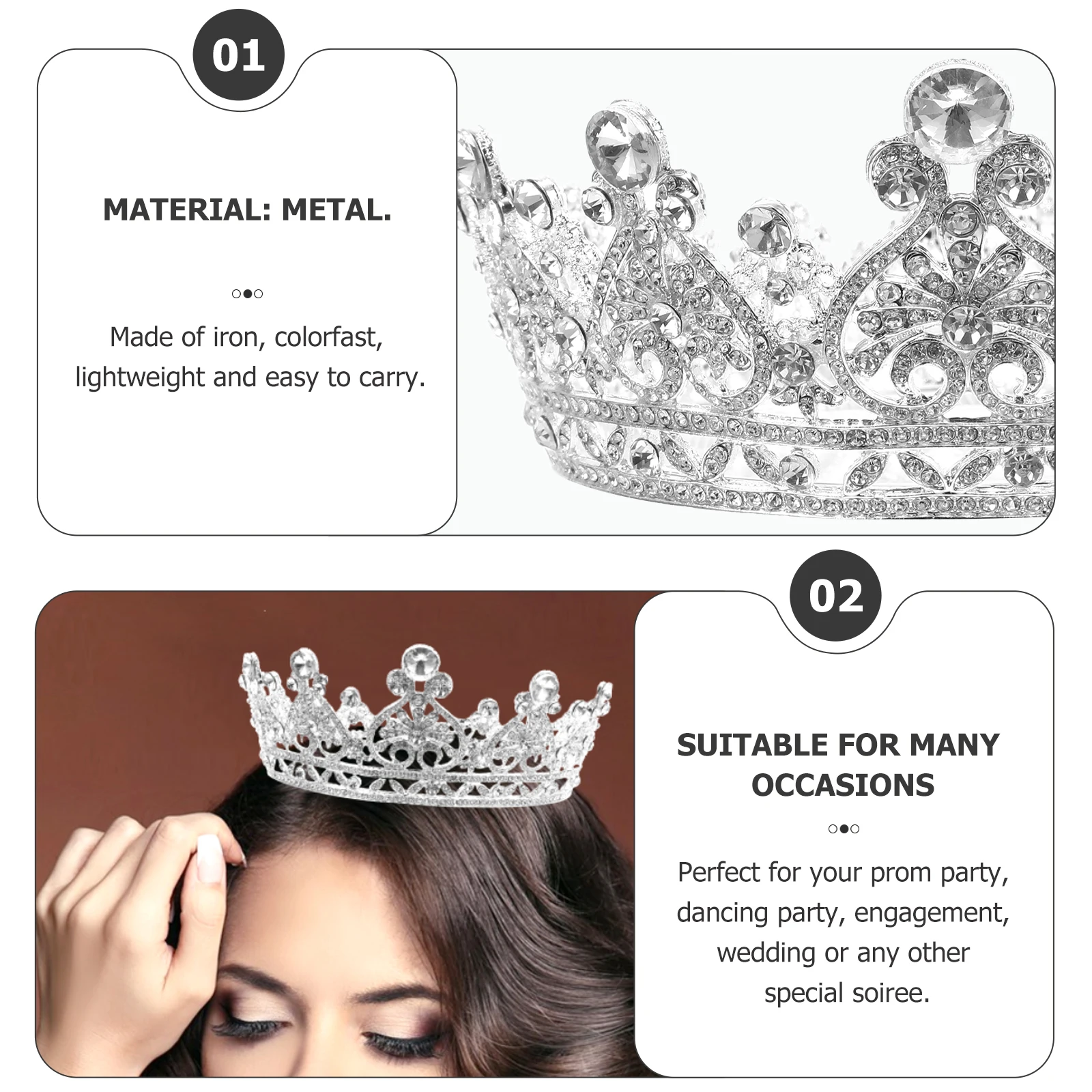 

Crown Hair Accessory Rhinestone Baroque Wedding Bridal Headband Tiara Tiaras Crowns Women Elegant Design Lightweight Chic