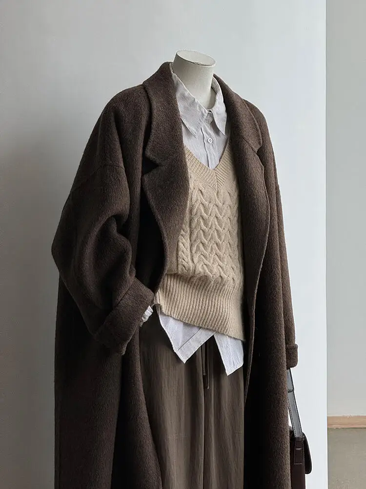 

Double-Sided Camere Woolen Coat Women's 2025 Autumn Winter New Sle Korean Sle Mid-Length Woolen Jaet for Younger Women