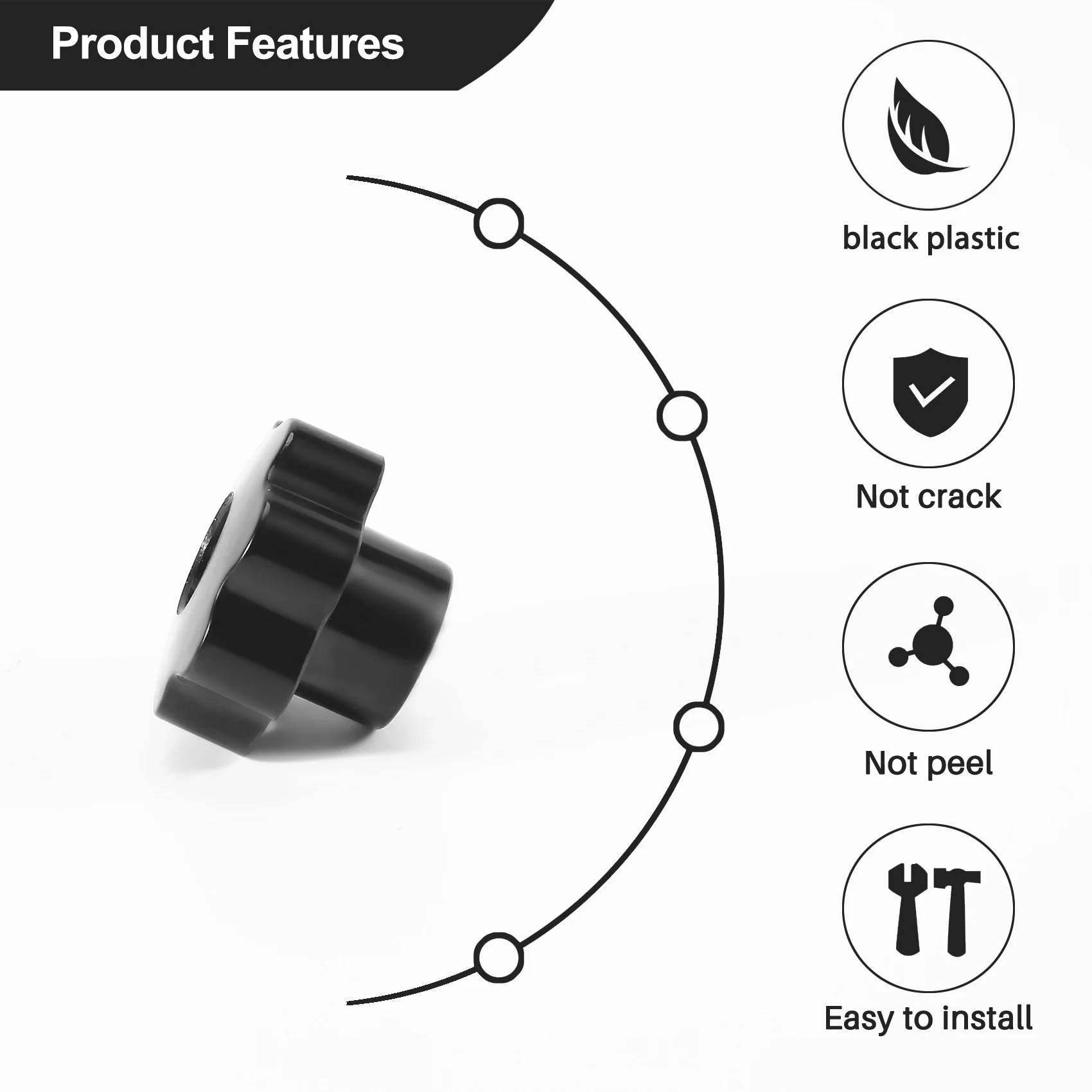 Impugnatura della manopola di bloccaggio della testa a stella in plastica nera con filettatura di diametro M10 da 10mm
