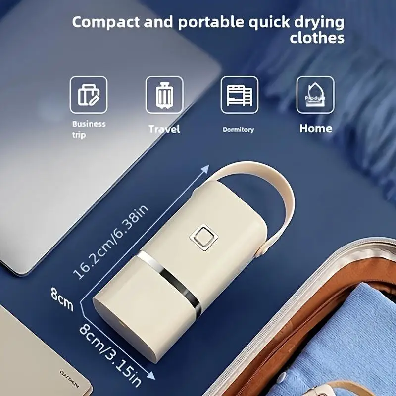 Portable mini dryer with timer function. Fast, easy-to-use compact dryer with drying bag. Suitable for delicate clothes