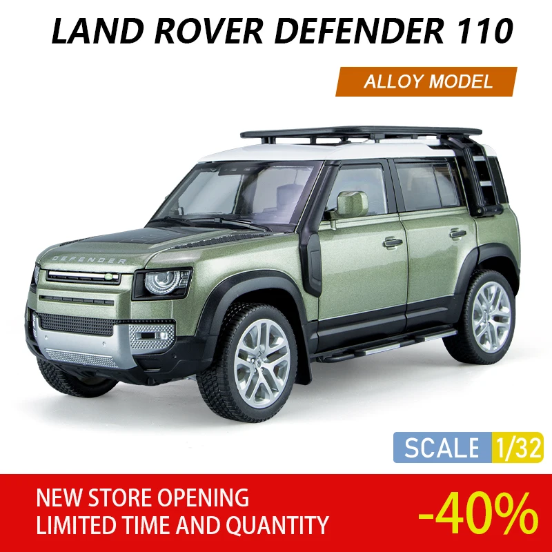 1:18 Range Rover Defender SUV Alloy Car Model Diecast Metal Off-road Auto Sound and Light Simulation Kids Vehicle Toy Game Wheel