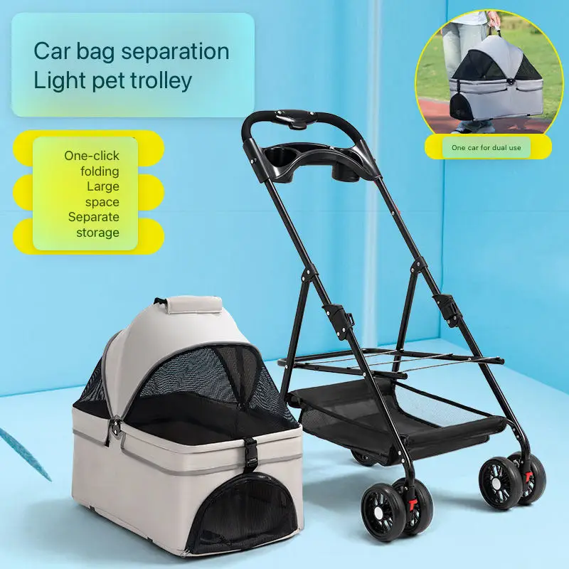 Poussette légère pour animal de compagnie, petit chariot pour chien, chat, nounours, voiture pour animaux de compagnie, voyage en plein air