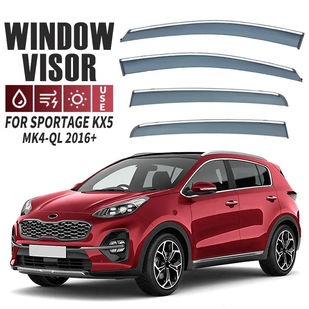 

Хромированные полоски, защита от дождя для Kia Sportage QL 2016-2021, оконный козырек, ветровые дефлекторы, дверной козырек, вентиляционные шторы, вентиляционный козырек