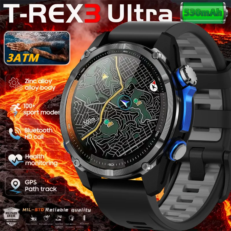 

2026 New Military GPS Sports Smart Watch Men Compass 3ATM Waterproof Swim Fitness Tracker AMOLED HD SmartWatches 450Mah Battery