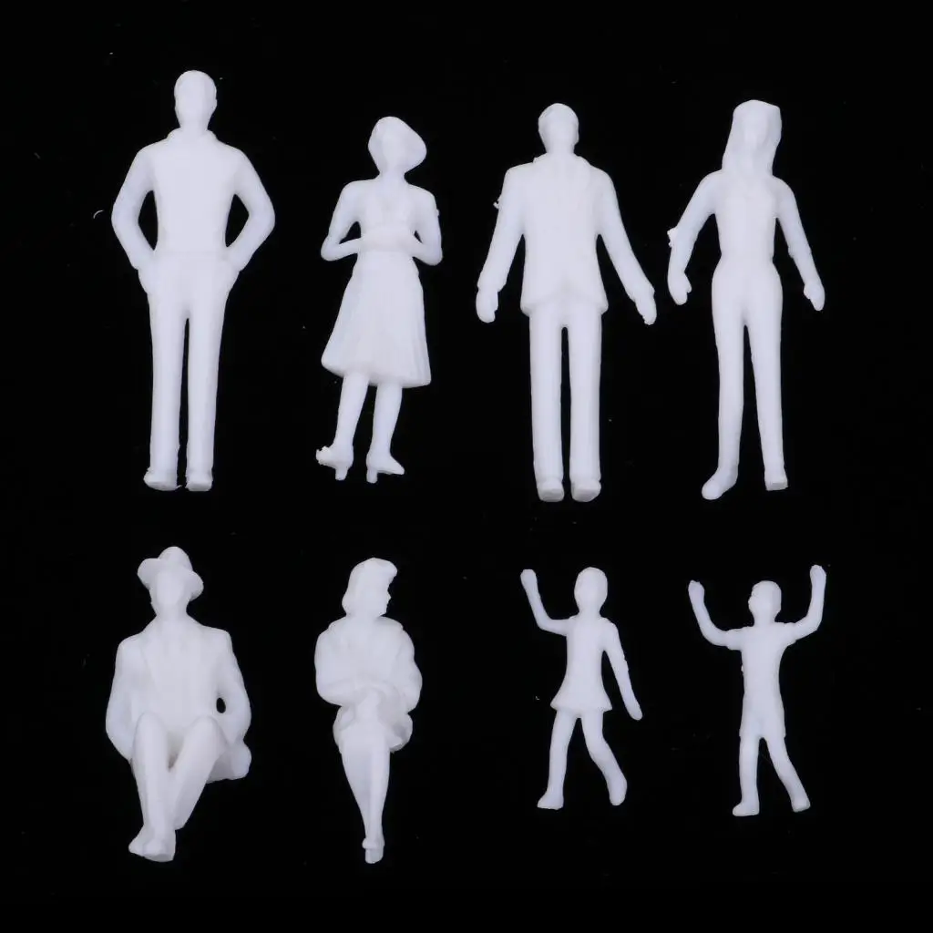 Unpainted Pessoas Human Figuras Em Miniatura, Edifício Modelo, Cena Acessório, 1:50, 50 Peças