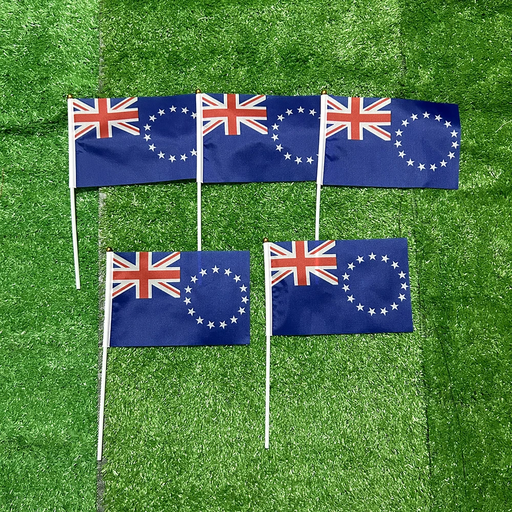 Bandera de mano Islas Cook con asta de plástico para deporte - imagen 5