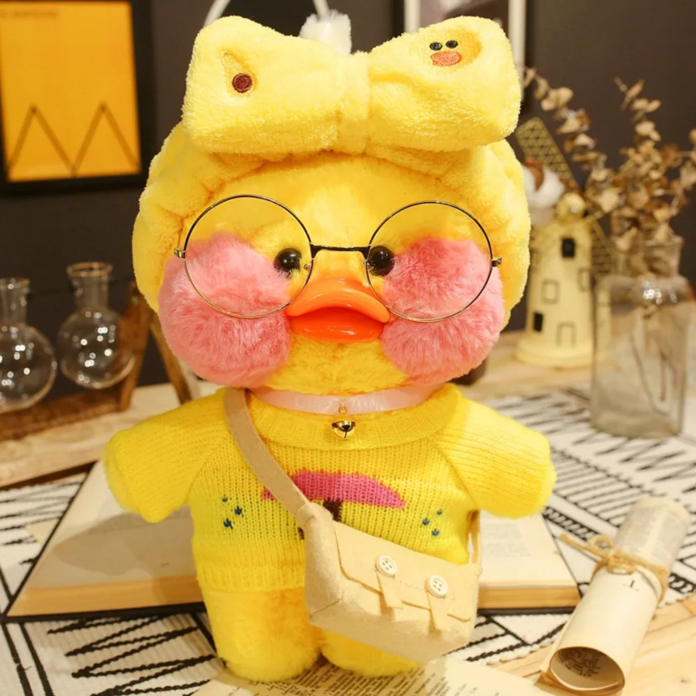 Clothes For 30Cm Lalafanfan Duck Toy Doll Accessories with Headband Bag Sweater Hat Kids Girls Toys