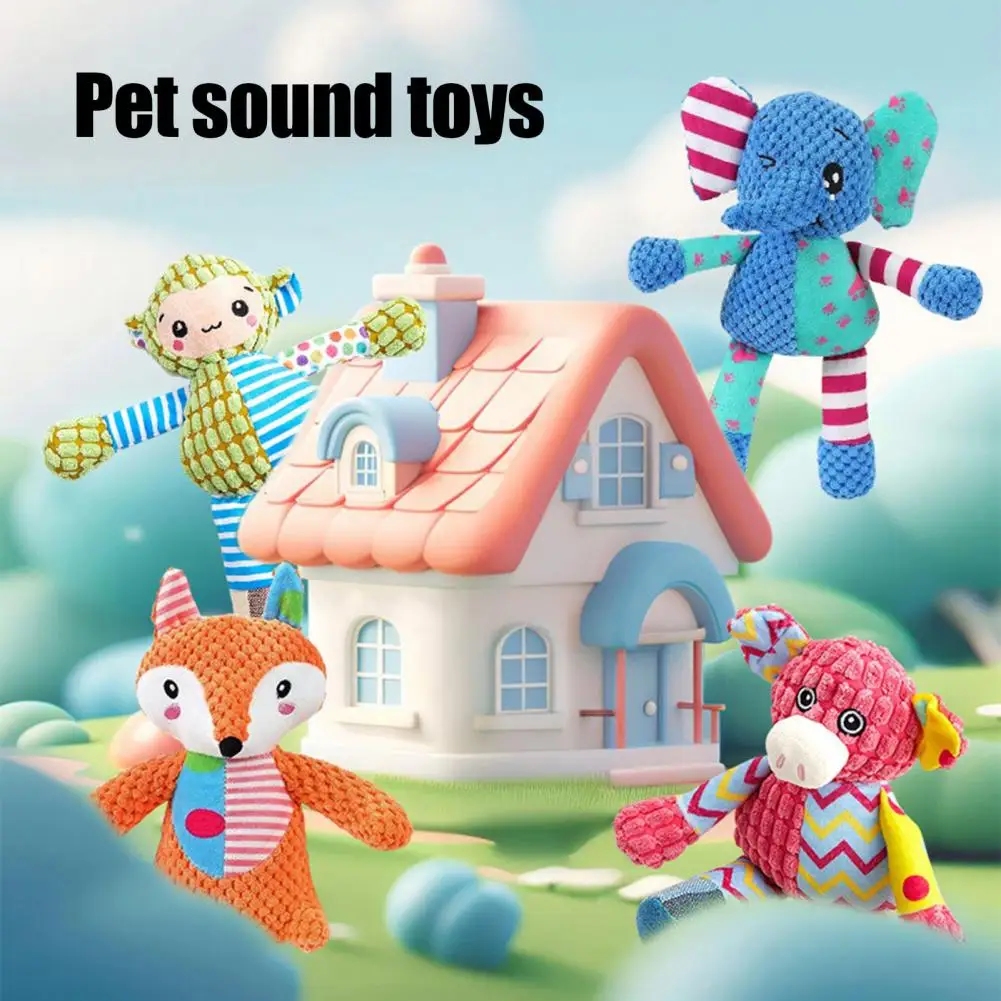 Patchwork Pig Plush Squeaky Dog Toy Colorful Pattern Stuffed Chew Toy Waffle Splicing Fabric Anxiety Relief Interactive Toy ﻿