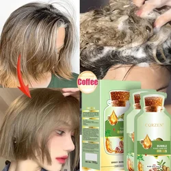 Gray White to Black Hair Dye Natural Plant Shampoo Black Coffee Chestnut Brown Long Lasting Coloring Fashion Style Hair Care