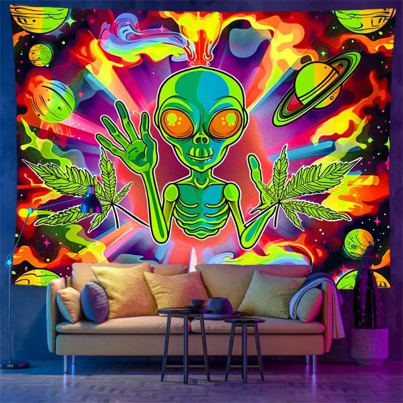 VIKAMA Fantasy Alien Space Galaxy Tapestry Cool UFO Wall Hanging Aesthetic Bedroom Dorm Party Cosmic Decor