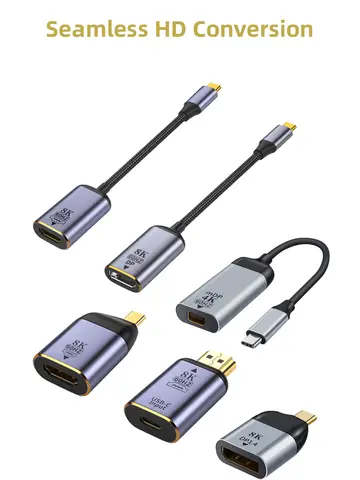 USB Type C To HDMI-Compatible 8K USB C to DP DisplayPort miniDP 4K VGA Adapter For Laptop MacBook TV Box PS5 Switch iPad Galaxy