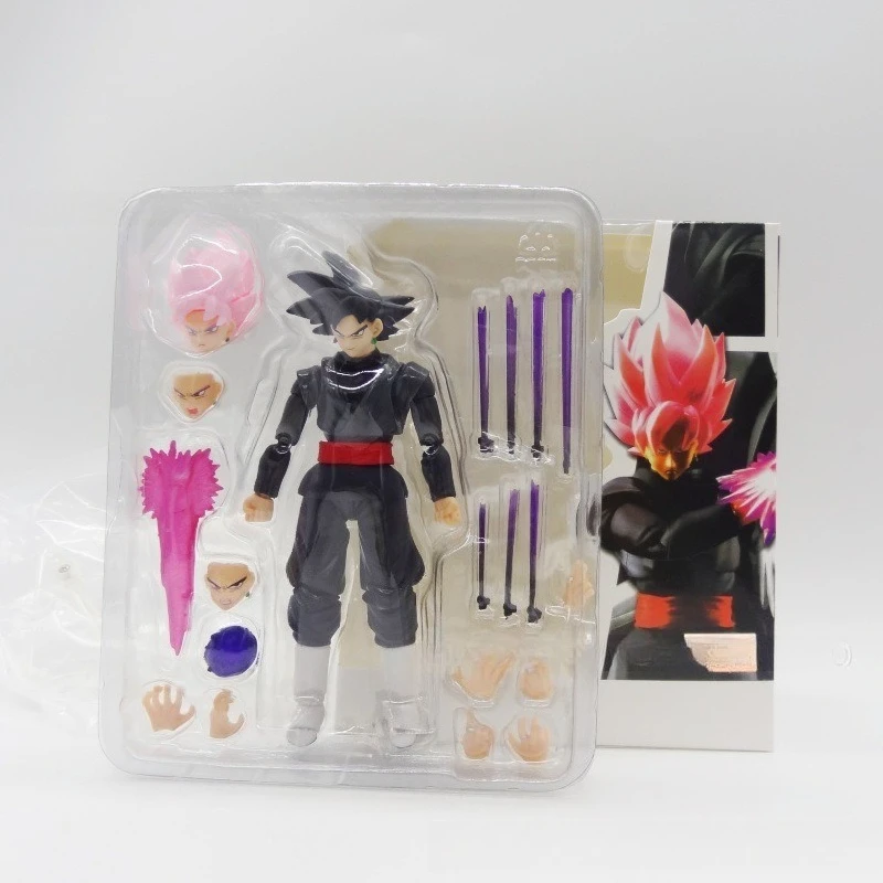 Figura Coleccionable de Anime Dragon Ball Saiyan SHF, Zamasu y Son Goku con Pelo Amarillo, Pelo Rojo Melocotón y Ropa Negra