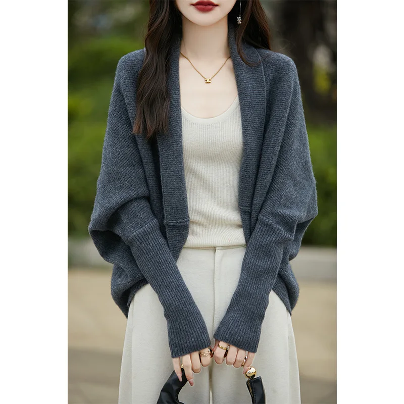 Women Cardigans 100% Wool Shawl 2024 Autunmn/Winter Cashmere Loose Sweaters Women Ladies Jumpers Warm Clothing